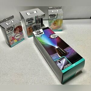 Premier Finds Lot of 4 Gifts 30oz Mug, Drinking Glass, Fart in can, LED Lamp NWT